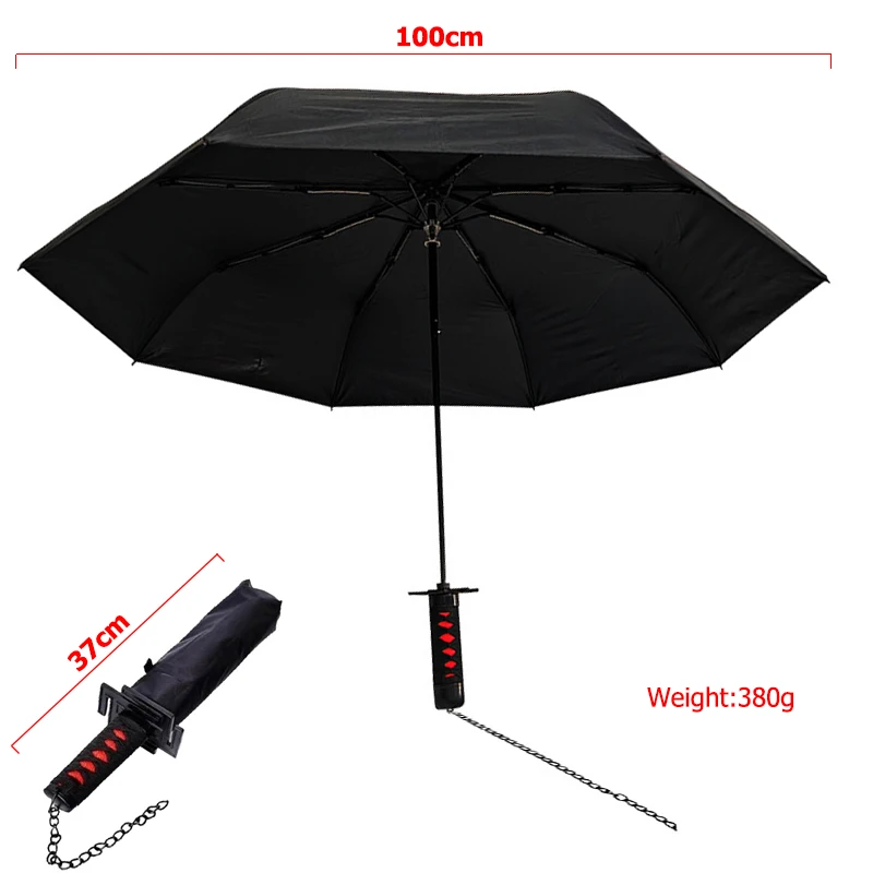 Japanese Anime Bleach Samurai Katana Sword Rain Umbrella Windproof Sunscreen Folding Parasol Kurosaki Ichigo Roronoa Zoro Gift view 6