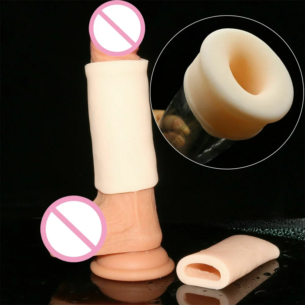 2Pcs Penis Sleeve Glans Protector Cap for Men Pump Growth Extender Enlarger Clamping Kit Silicone Sleeves Vacuum Cup Sex Toys