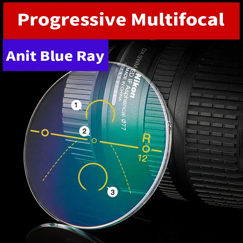 Progressive Multifocal Glasses CR39 Optical Glasses Lenses 1.56/1.61/1.67/1.74 Professional Custom Prescription Lenses
