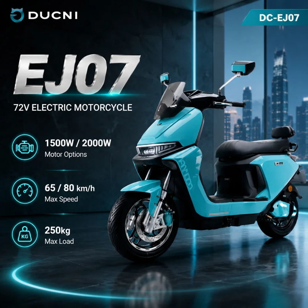 DUCNI 72V 1500W 2000W Electric Scooter 12 Inch Hub Motor Electric Motorcycle for Urban Mobility