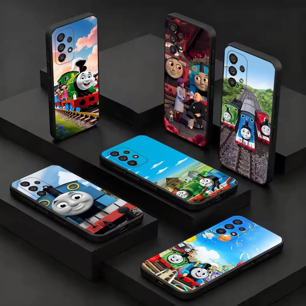 Cartoon Thomas The T-Train Black Protective Cell Cover Soft case For Samsung S10,20,21,22,23,24,25,30Ultra Plus FE Lite