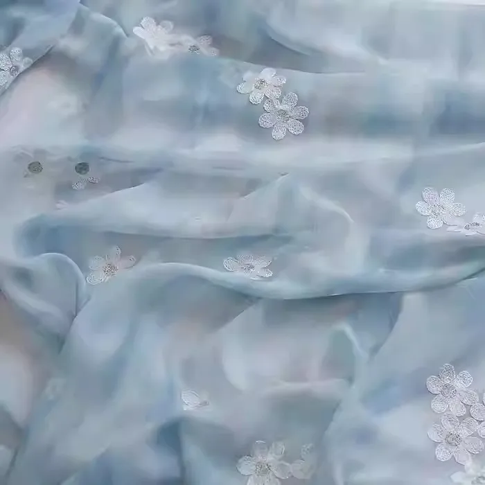 

Высококачественная шифоновая ткань с цветочной вышивкой, платье Cheongsam, свадебное платье и одежда в стиле пэчворк