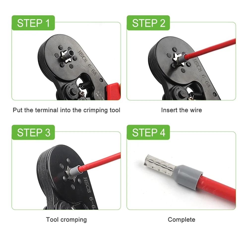 Buisklemmen Kit Krimpgereedschap Ferrule Krimptang Hsc8 6-4a 6-6a Met Elektricien Geïsoleerde Klem Buisvormige Klemmen