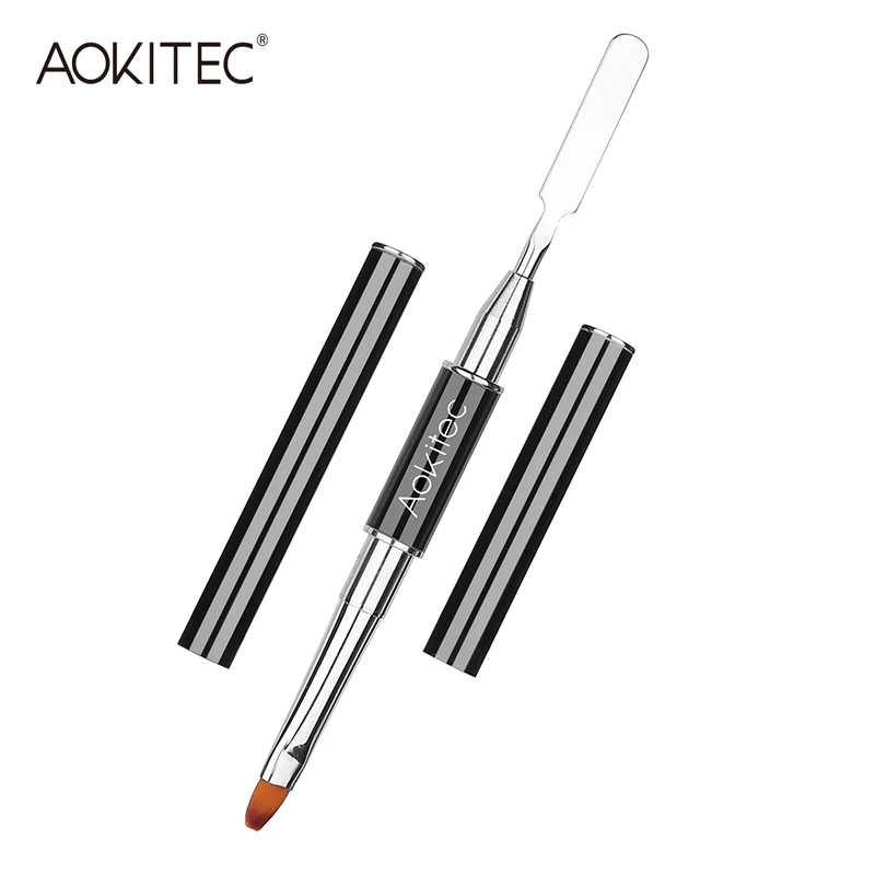 

Aokitec Black Dual Ended Nail Art Brush Extension Builder UV Gel Brushes Stainless Steel Nail Pen