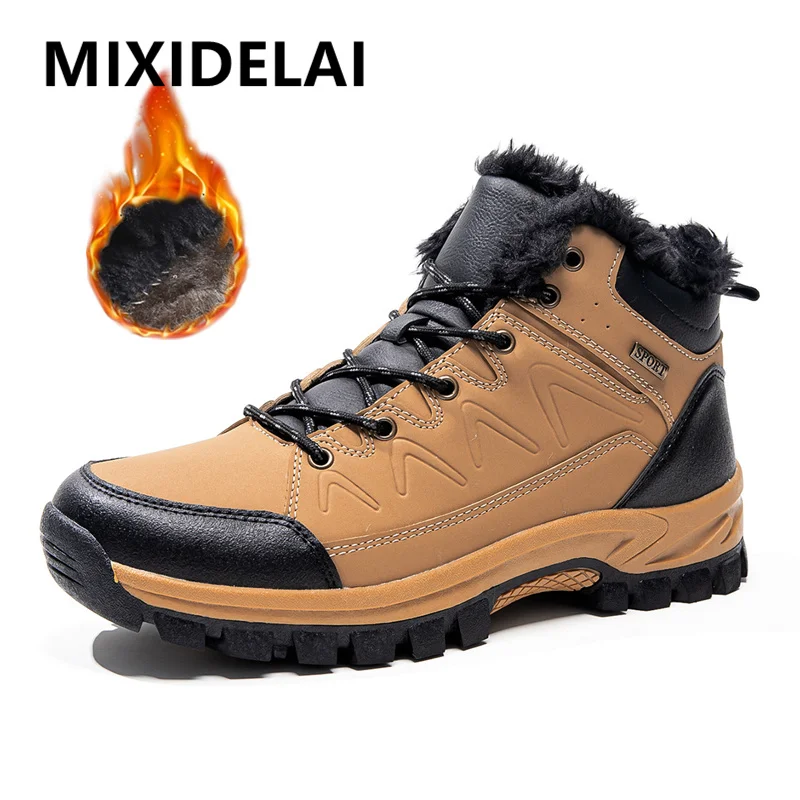 

Brand Winter Men's Boots Thick Plush Warm Men's Snow Boots Soft Sneakers Non-Slip Men Ankle Boots Outdoor Waterproof Men's Boots