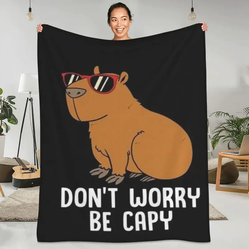 Cool Capybara Blankets Nature Wildlife Airplane Travel Flannel Throw Blanket Soft Durable Outdoor Custom Bedspread Gift