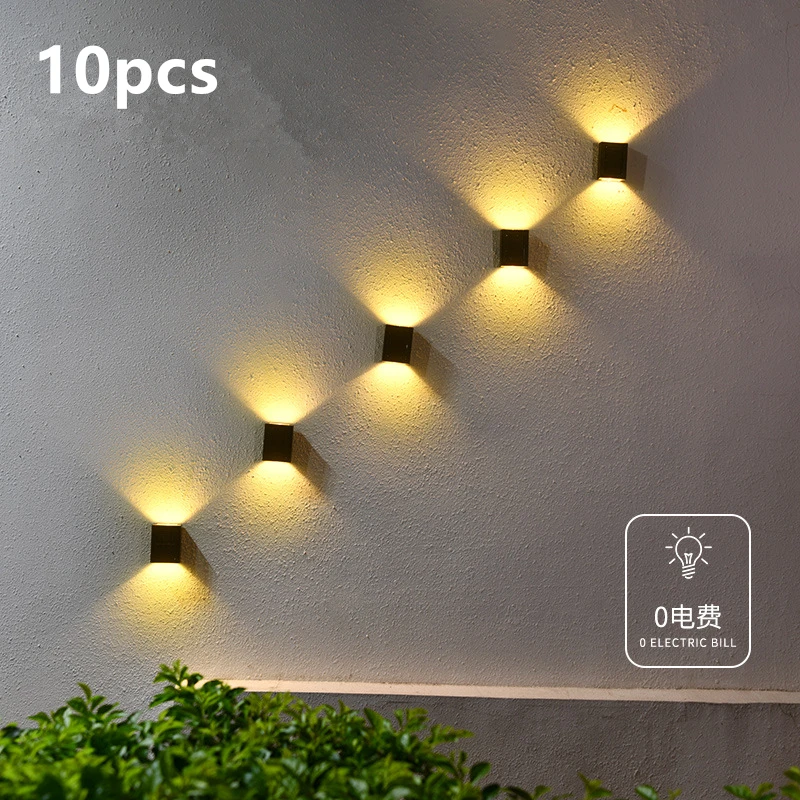 1-10PCS Solar Wall Light Outdoor LED Light IP65 Waterproof for Garden Decoration Balcony Yard Street Lighting Wall Decor Lamps