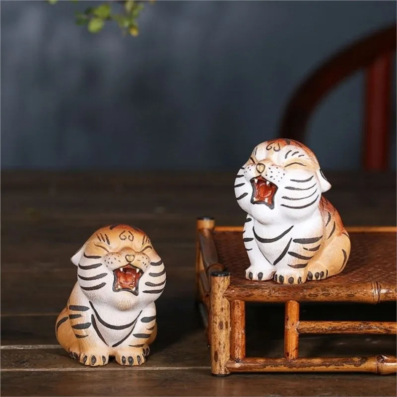 Yixing Purple Clay Little Tiger Tea Pet Ornament Handmade Purple Clay Clay Cute Wealth Attraction Tea Ceremony Accessories ZE987