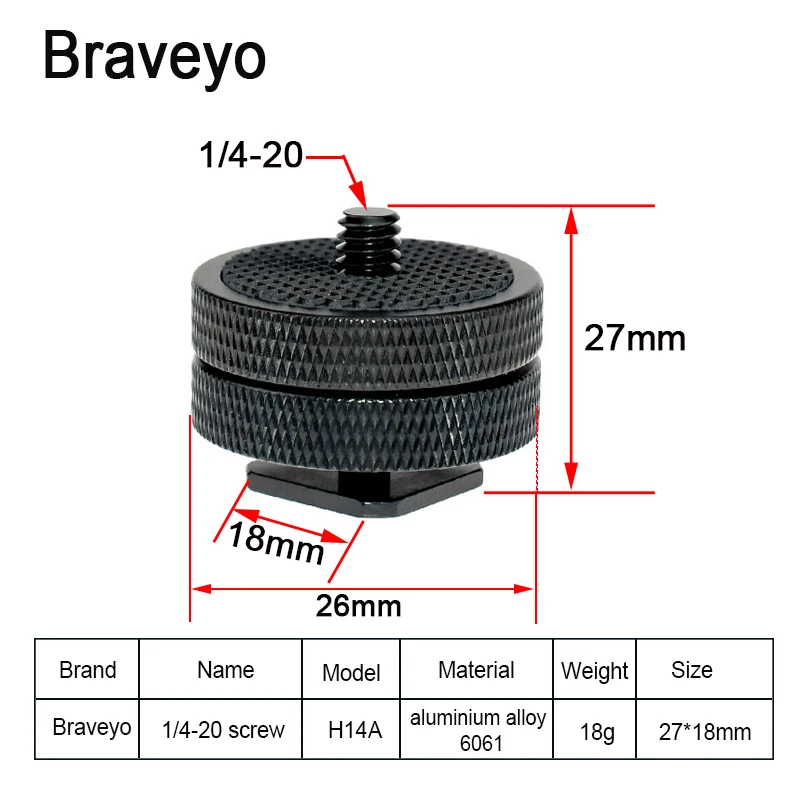 Dslr Camera Hot or Cold Shoe Screw 1/4 3/8 inch Single Double Layer Base Screw Tripod Head Photography Accessories Install