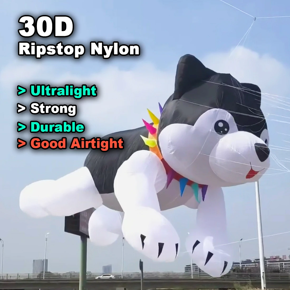 9KM 12m Husky Kite  Line Laundry Pendant Soft Inflatable Show Kite for Kite Festival 30D Ripstop Nylon Fabric (Accept wholesale)