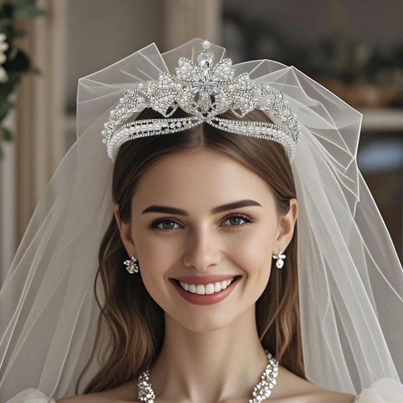 

Luxury Silver Color Fashion Queen Crystal Crowns Rhinestone Bride tiara Wedding Crown Headpiece Wedding Hair Jewelry Accessories