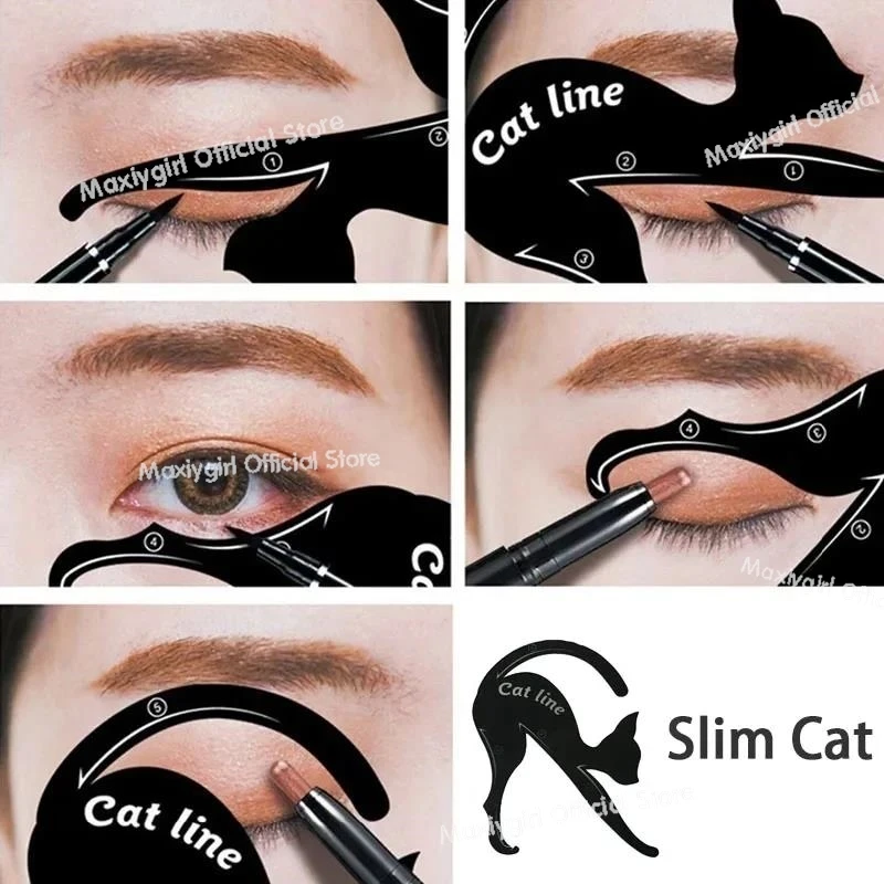 แม่แบบอายไลเนอร์ 6 ชิ้น ลายเส้นตาแมว สำหรับแต่งขอบตา อุปกรณ์แต่งหน้า