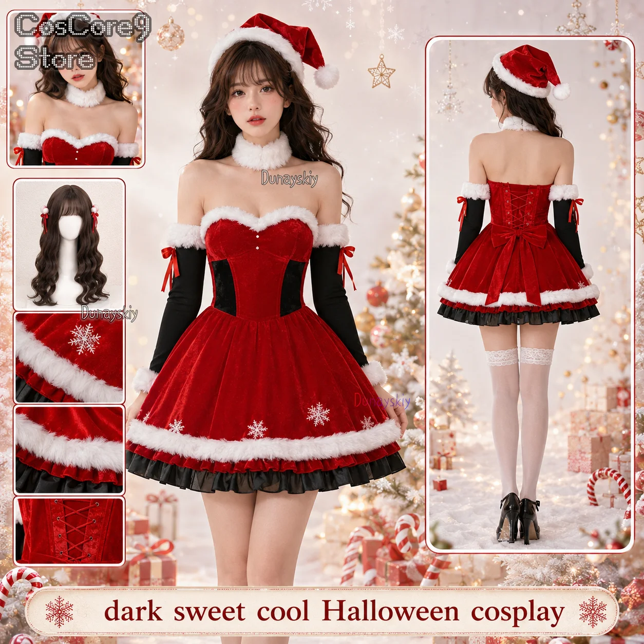 Women Dark Sweet Cool Cosplay 코스프레 Anime Comic Con Party Role Play Stage Performance Full Outfit For Halloween Christmas Cos​