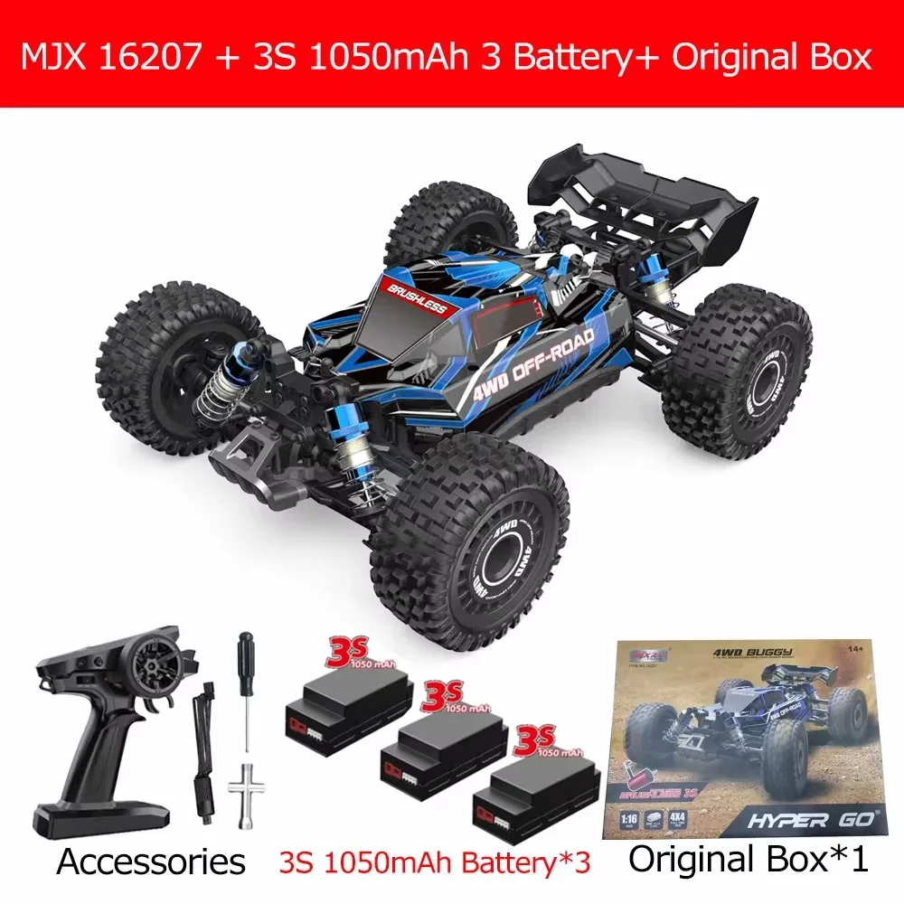 MJX Hyper Go 16207 1/16 borstelloze Rc auto 2.4G 4WD racewagen afstandsbediening vrachtwagen 70 km/u hoge snelheid off-road drift auto's jongen cadeau