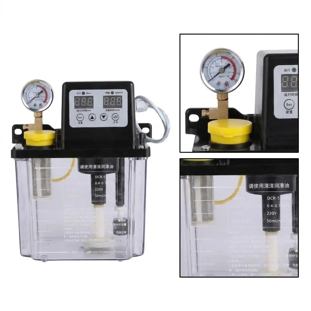 110V Lubricating Oil Pump with Digital Control Panel and Transparent Oil Reservoir for CNC Machining Center Lubrication