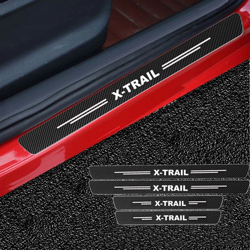 DIY Carbon Fiber Car Sticker Auto Door Sill Protect Film For Nissan Xtrail X Trail T30 T31 T32 2021 2020 2019 2018 2017 - 2001