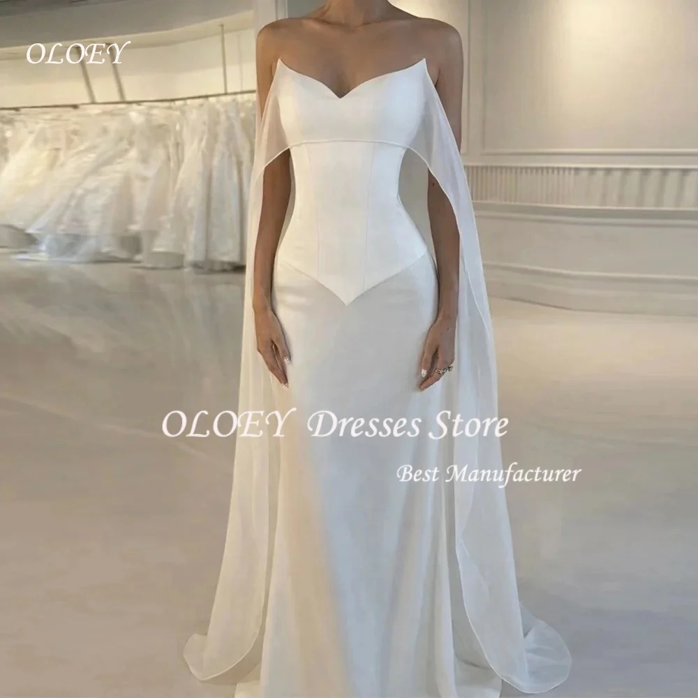 

OLOEY Customized Simple Sweetheart Chiffon Wedding Dress with Watteau Train robes de soirée Mermaid Party Dresses Prom Dress