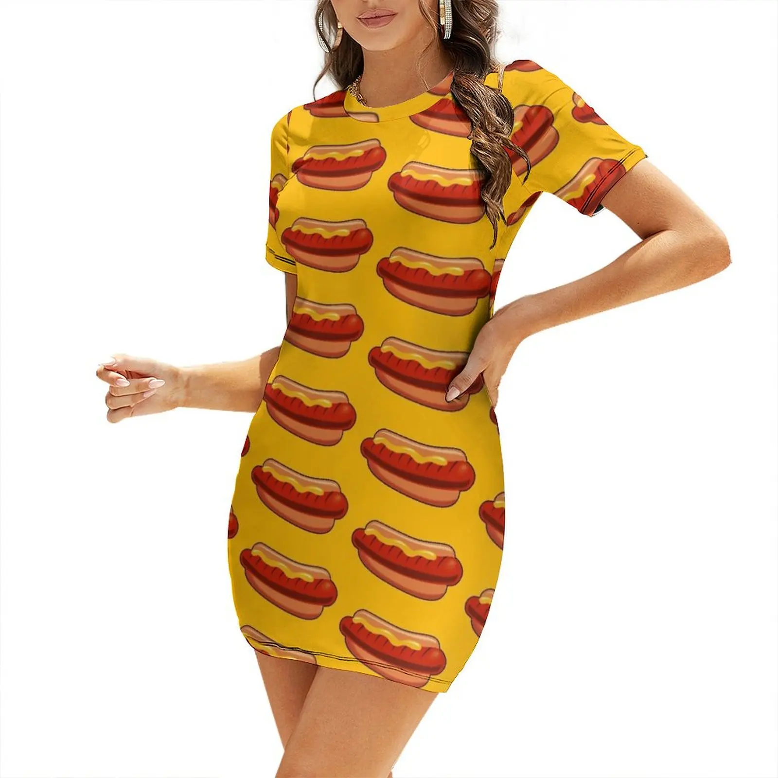 

Hot Dog Short-Sleeved Dress Women's long dress elegant women's dresses sale Long dresses Dress