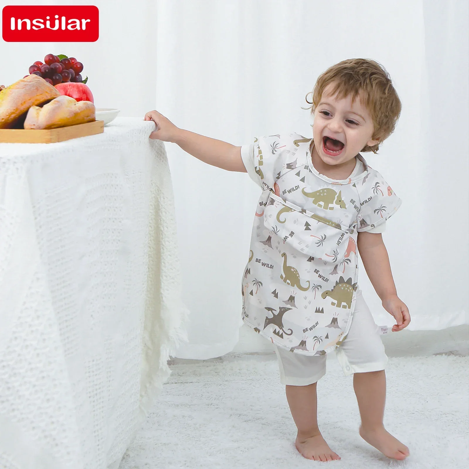 

Denmark Sleeveless PU Reverse Dressing Baby Eating Cloth Cover Super Soft Waterproof Baby Food Pocket Dirt Proof Feeding Bibs
