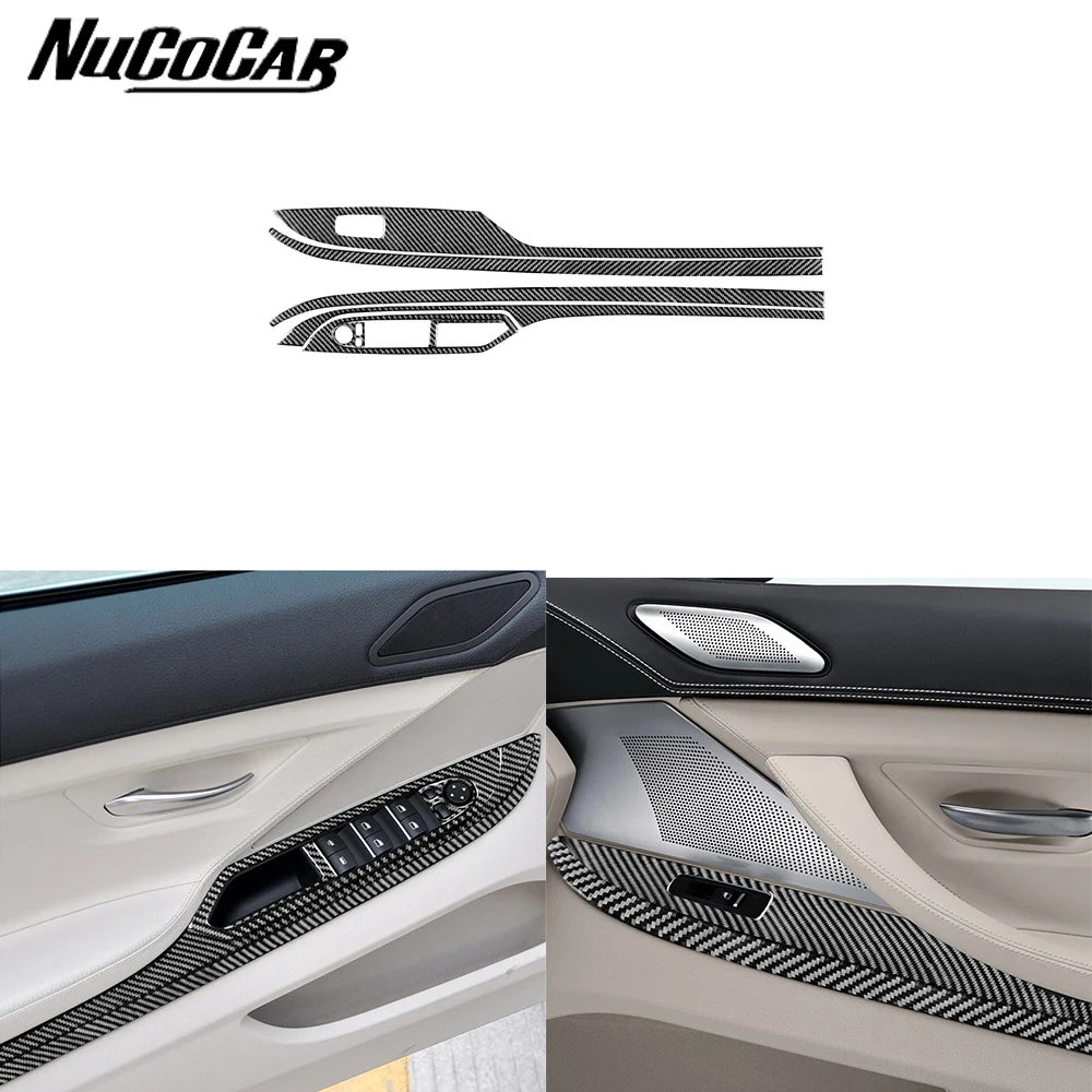 For BMW 6 Series M6 F12 F13 F06 2011-2018 Carbon Fiber Window Lift Control Button Panel Car Accessories Decorative Stickers