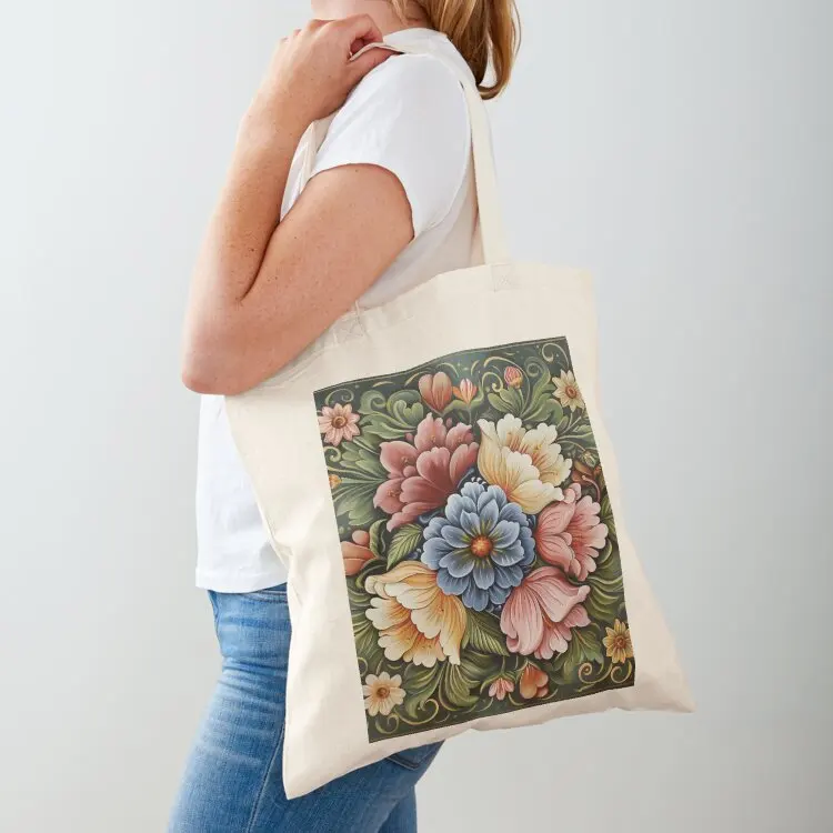 

Norwegian Rosemaling-Oil On Canvas #37 Tote Bag canvas tote bag bag luxury women Women's shopper Women bags