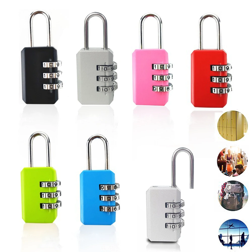 Security 3 Dial Digit Combination Lock Safe Travel Bag Code Lock Suitcase Luggage Password Padlock Toolbox Gym Locker 6 Colors