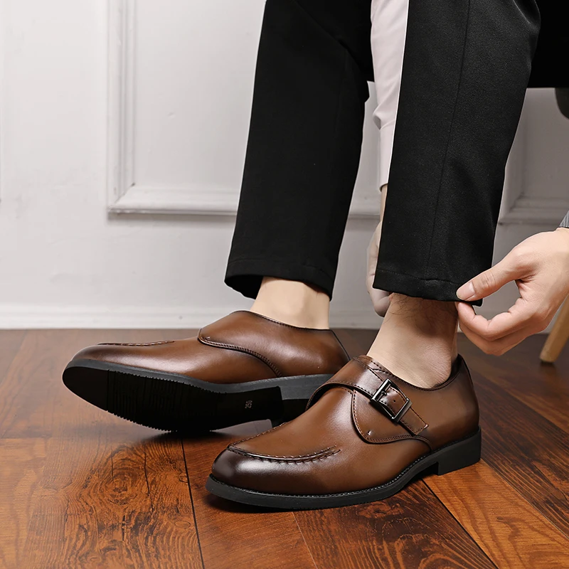 

Fashionable Men Formal Shoes Black Brown Gentleman Business Oxford Shoes One Foot Outdoor Men Loafers Italian High-quality 38-48