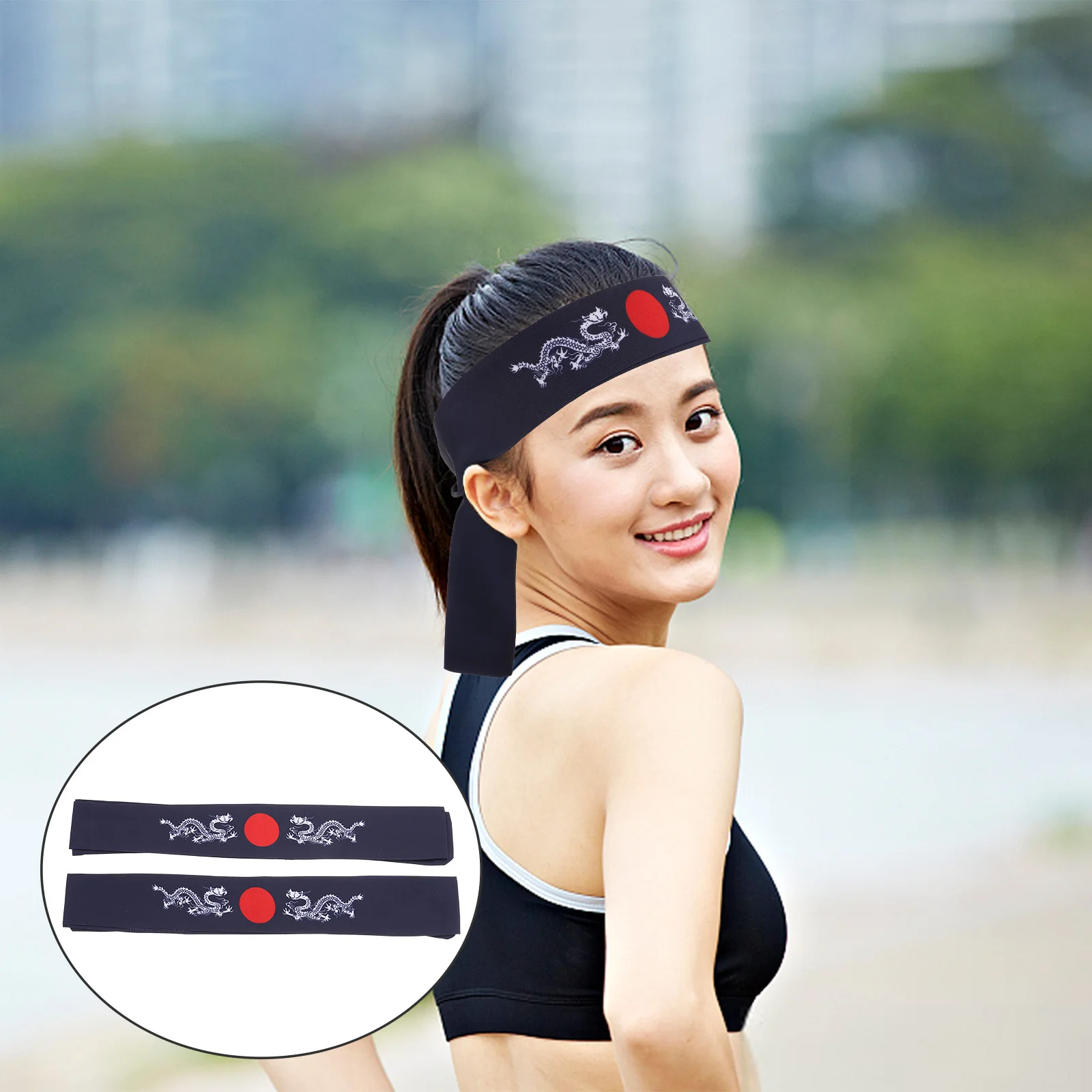 

2pcs Bushido Headband Japanese Headband Sweat Absorbing Hairband For Running Yoga Karate Cooking Sports Training