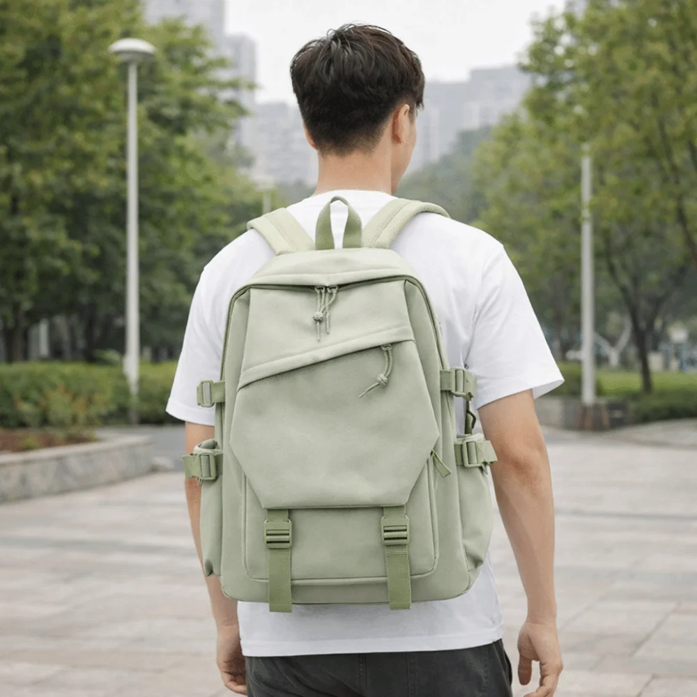 Multi-Function Nylon Backpack Adjustable Solid Color Women Shoulder Bag Large Capacity Laptop Bagpack Students Schoolbag Unisex