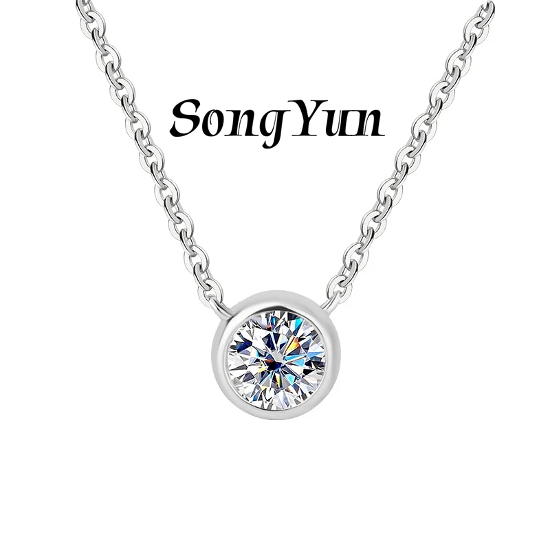 

SONGYUN Luxury Jewelry 925 Sterling Silver Necklace Moissanite Diamond Heart Party Women 18K Rose Gold Plated MST Patent Pendant