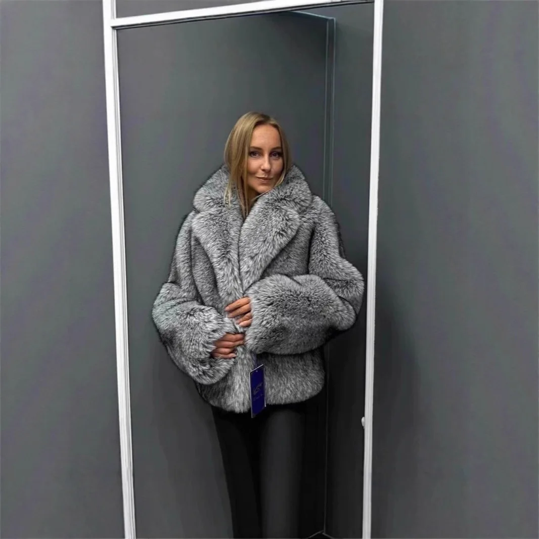 

Зимняя женская эко-пуховая куртка с поясом и градиентом, женская куртка из искусственного меха с завязкой на талии, 2022, пушистая тонкая шуба из искусственного меха для женщин