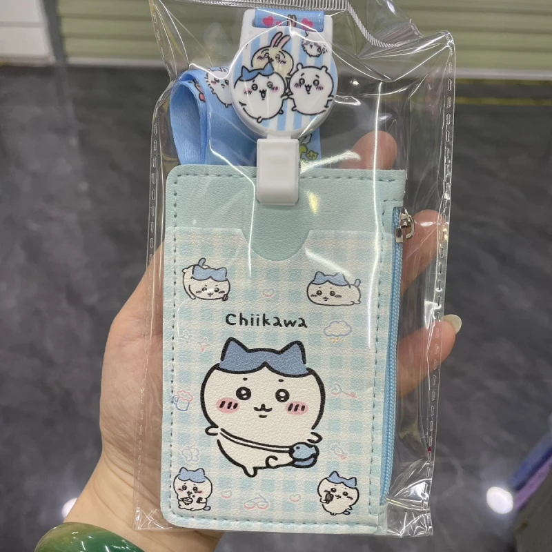 Chiikawa ID Card Holder Cute Cartoon Lanyard Card Case With Zipper