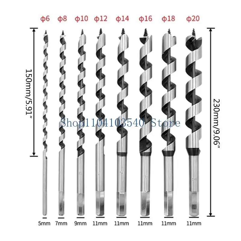 02DC سهلة التخزين خشبية محاصر عالية الكربون الصلب النجارة دعم الحفر 230 طول 6 ~ 20 مللي متر مثقاب النجارة