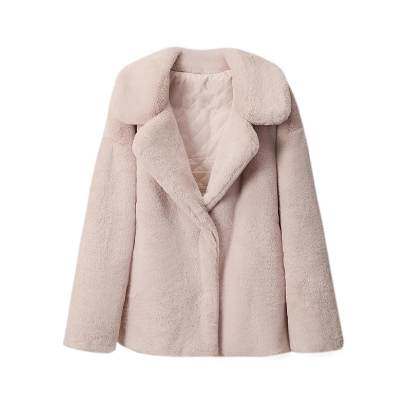 Ins Chic-abrigo largo de piel sintética de conejo para mujer, chaqueta de gran tamaño, abrigos peludos de felpa, abrigo de calle para niñas, moda de