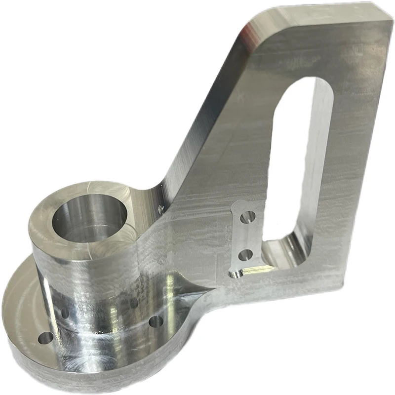 Silver Anodized Aluminum T-shaped Bracket CNC Machined Right Angle Mount Adapter Threaded Mechanical Fixing Support Custom