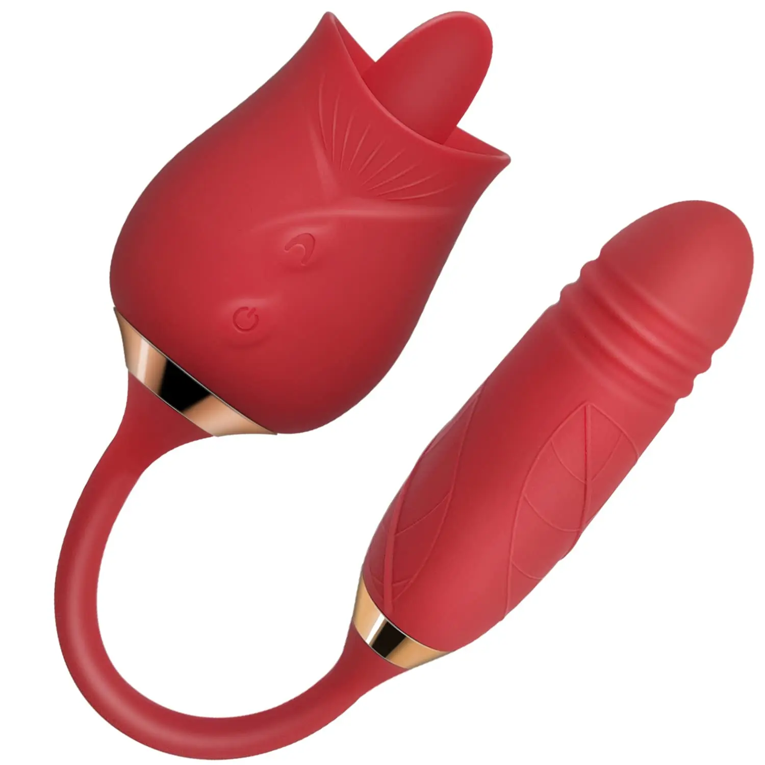 

Rose Toy Vibrator for Women - 3 in 1 Clitoral Stimulator Tongue Licking Thrusting G Spot Dildo Vibrator with 9 Modes, Rose Adul