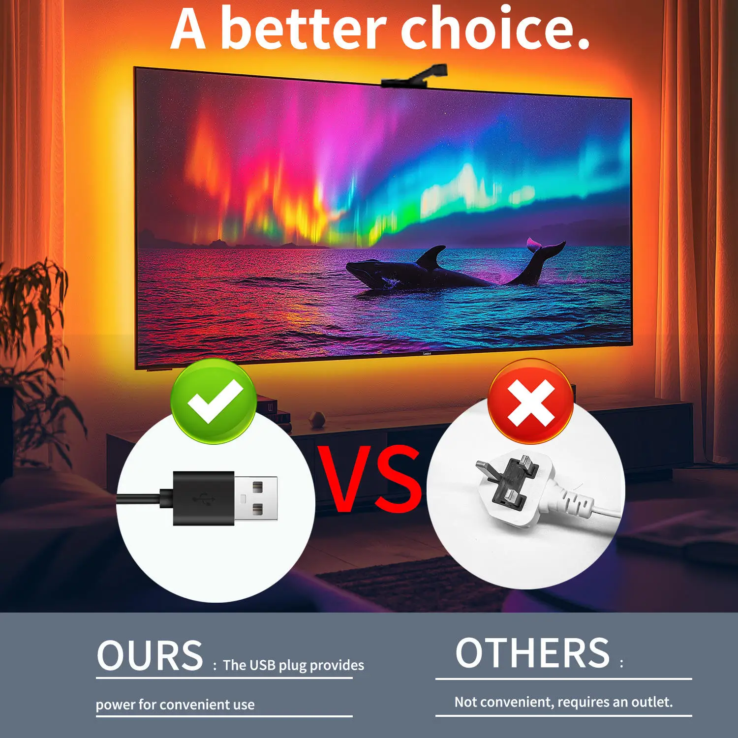 إضاءة خلفية LED للتلفزيون الذكي مع كاميرا، مناسبة لإضاءة خلفية للتلفاز بشاشة 55-65 بوصة وشاشة LED مرنة للموسيقى