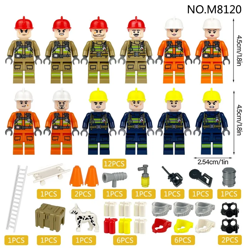 Rettungsleiter-Zubehör 8120, Feuerwehrmann, Jungentrage, zusammengebautes Spielzeug für Kinder, Geburtstagsgeschenke, Zeichentrickfiguren – Detail 5