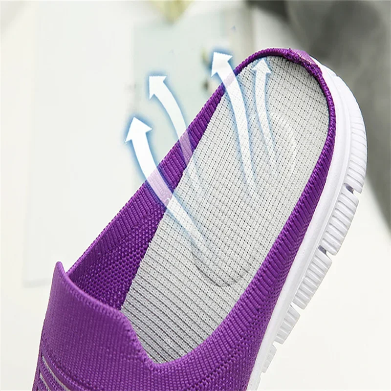 New Style Summer Mesh Ladies Half-drag Without Heel Baotou Slippers Lazy Flat One Pedal Casual Women\'s Shoes Zapatos De Mujer