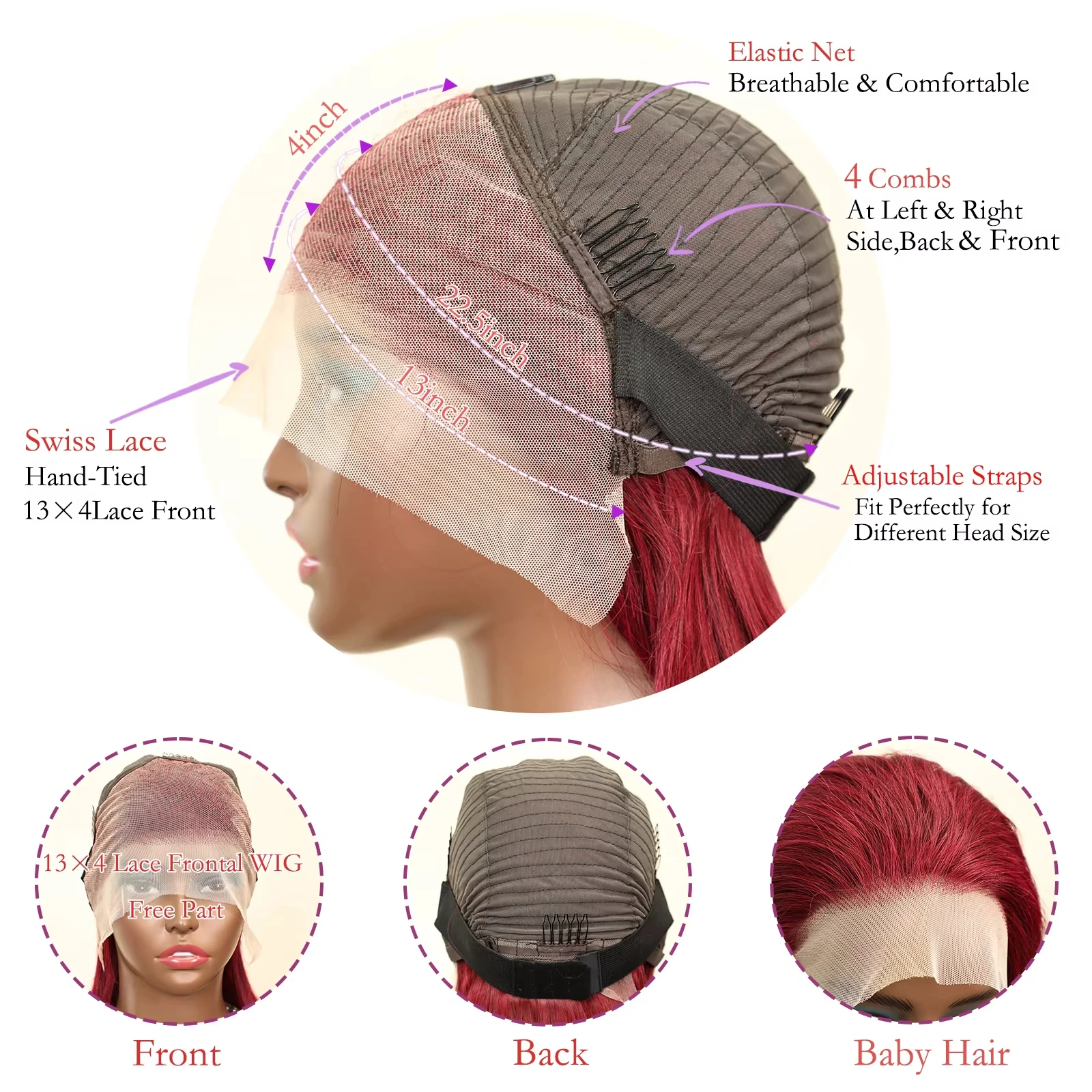 99J Бордовый 13x4 Боб Прямые предварительно сорванные парики из натуральных волос Короткие бразильские парики из человеческих волос HD Прозрачный парик из натуральных волос на шнуровке