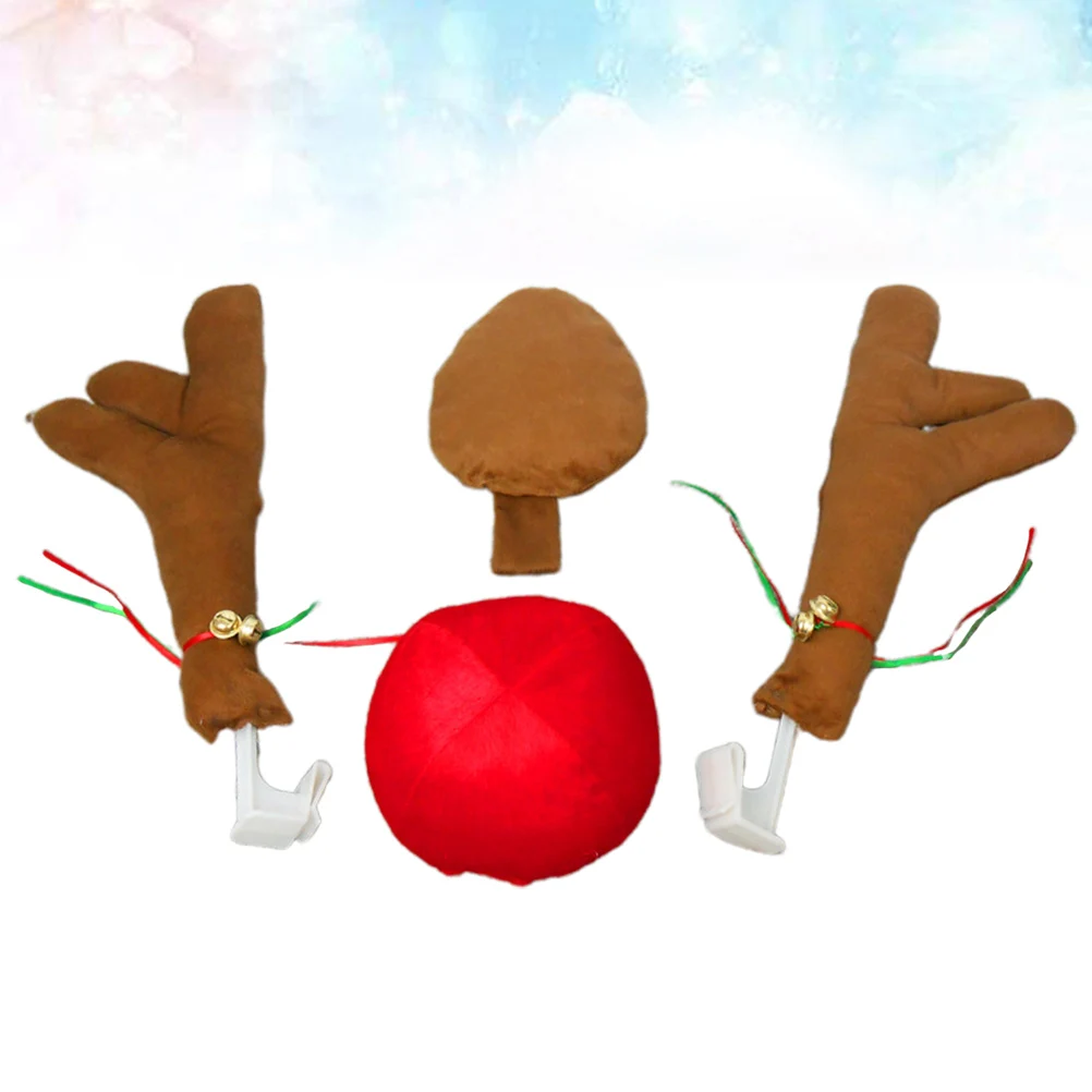 

4Pcs Reindeer Car Decorations Christmas naments Easy Installation Suitable Vehicles Antlers Nose Grills Gifts Holiday