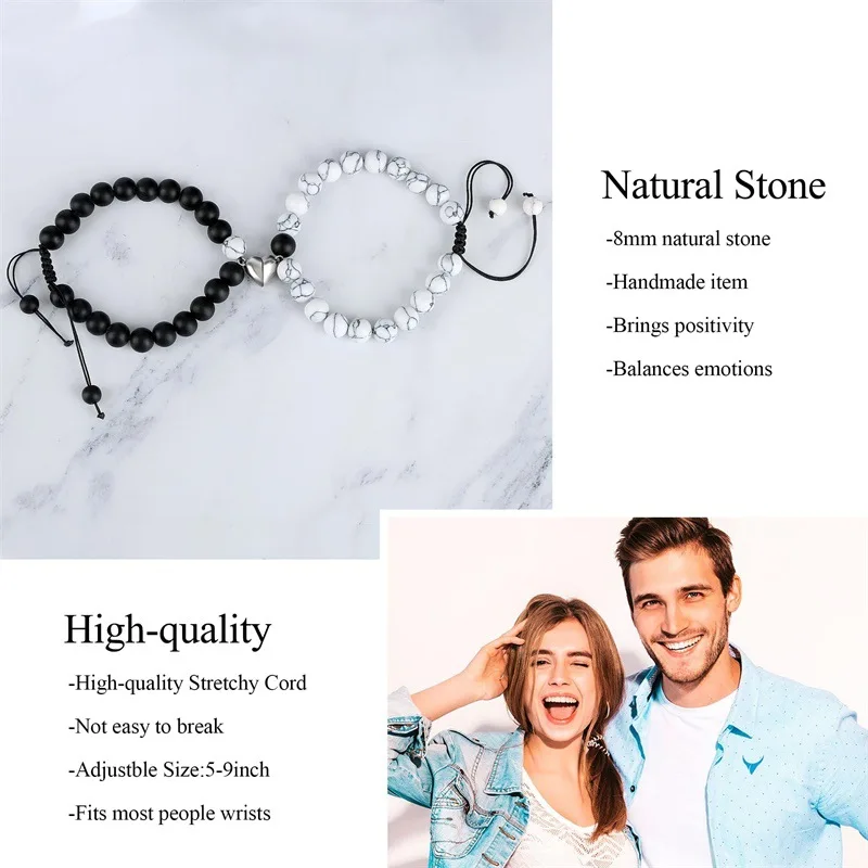 أساور متطابقة مع أساور Bf وGf المطرزة الخاصة بك للنساء والرجال، أساور متصلة هدية للذكرى السنوية لعيد الحب