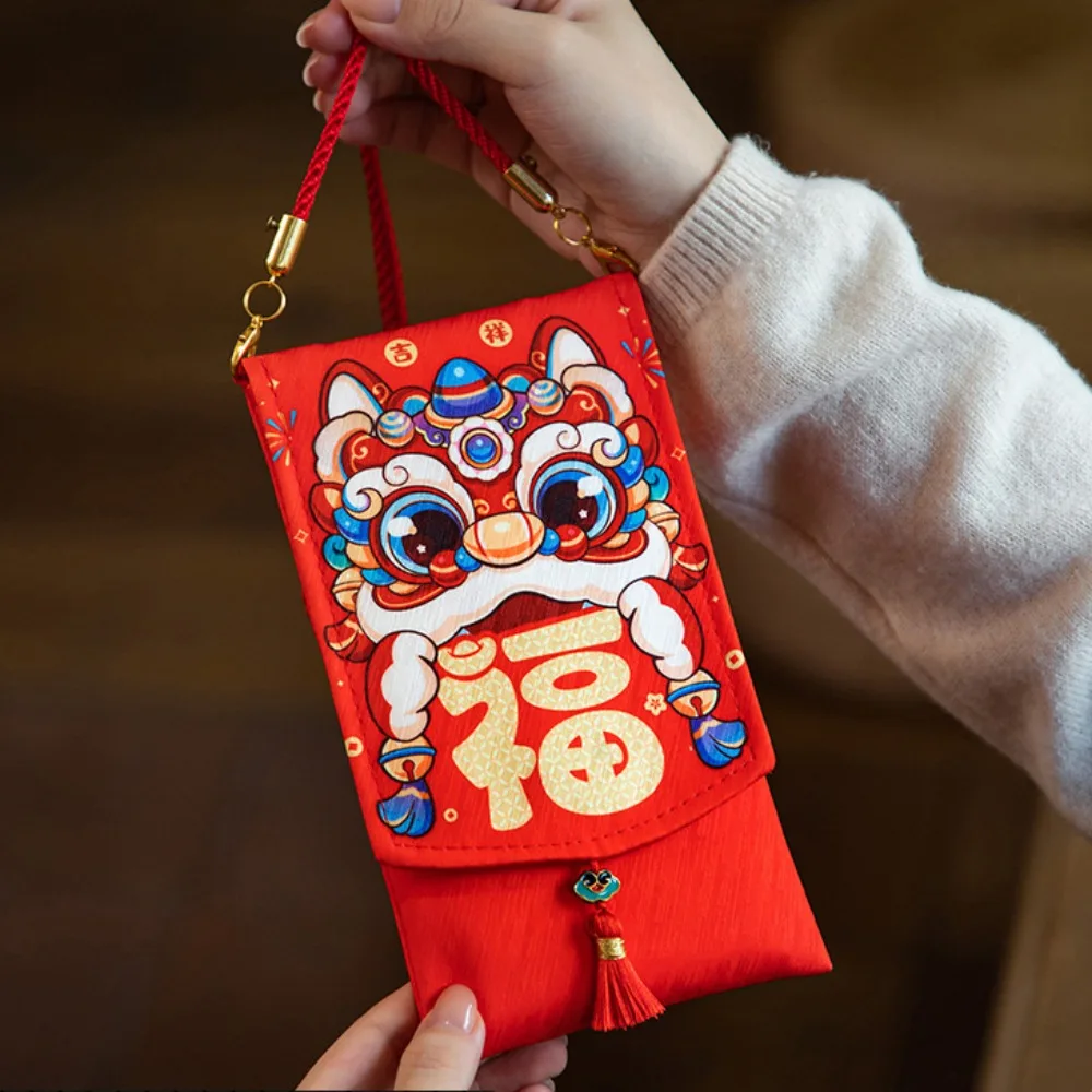 

Chinese New Year Fabric Red Envelop Spring Festival Blessing Words Lucky Red Pockets Best Wishes HongBao