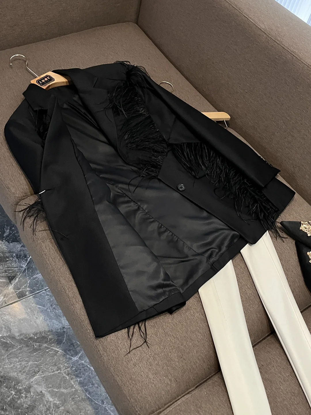 

2025 Autumn New Women's Suit Fringe Street Sle Personali Small Design Sense Tassel Suit X360 European Sle Long Sve