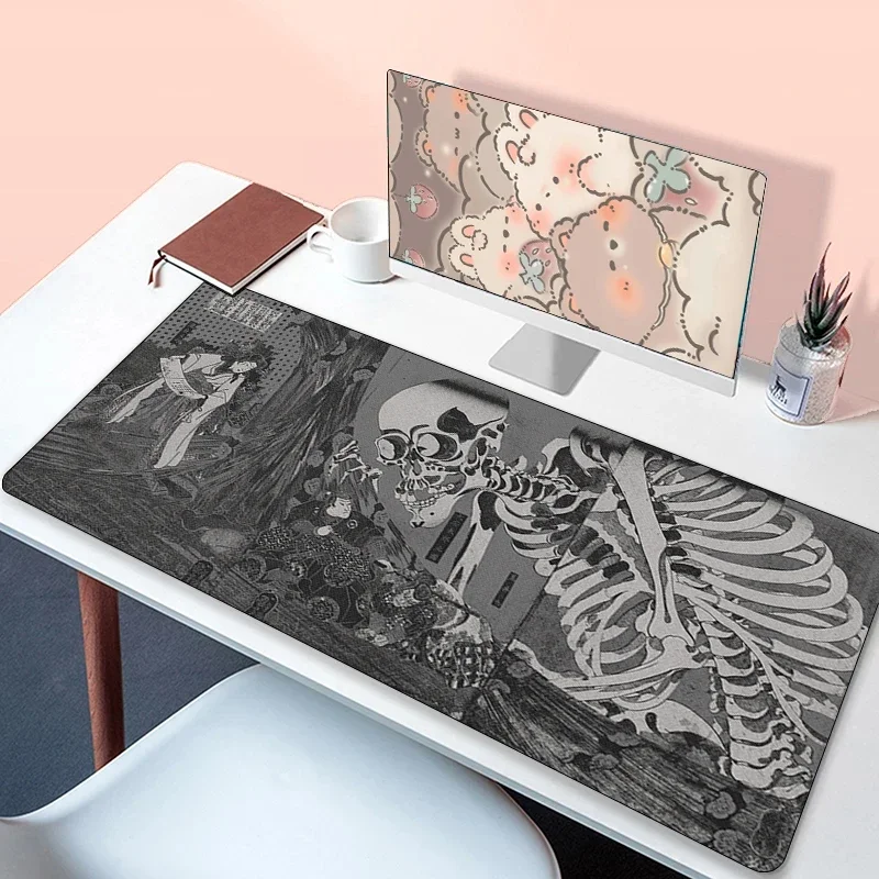 Psychedelic Japan Skull Mousepad Xxl Gaming Mouse Pad Pc Accessories Gamer Keyboard Desk Mat Large Anime Extended Protector Mice