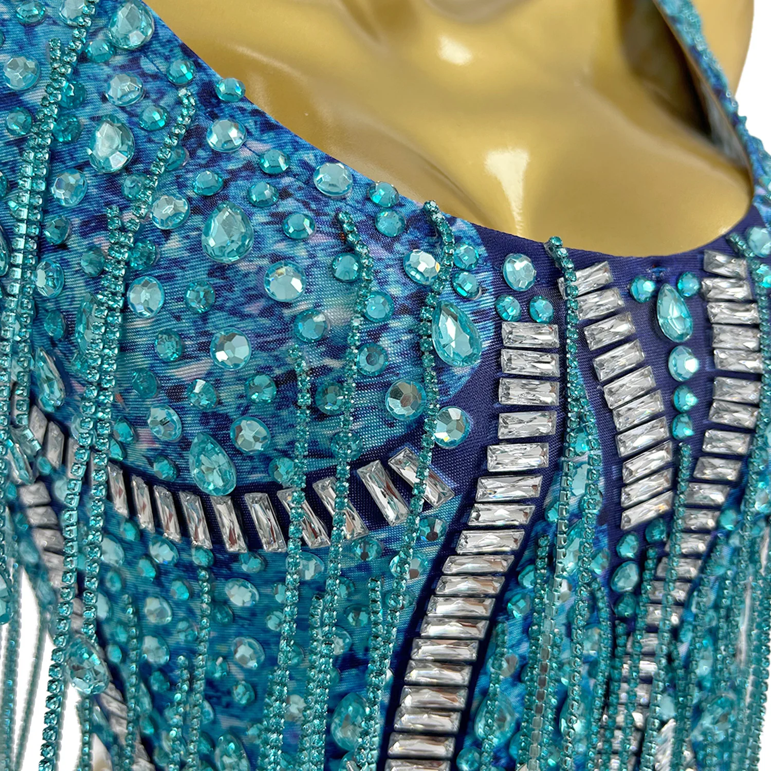 Nightclub Party Dance Show Super Mini Skirt Top and Bottom 2Piece Set Sexy Spicy Girl Sparkling Rhinestone Stage Outfit Caodi - Image 5