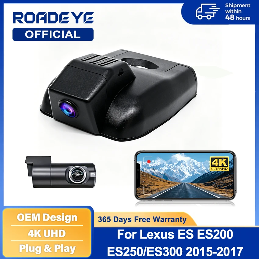 for Lexus ES ES200 ES250 ES300 2015-2017 4K UHD 2160P Car DVR Dash Cam Camera Night Vision Recorder Plug and Play