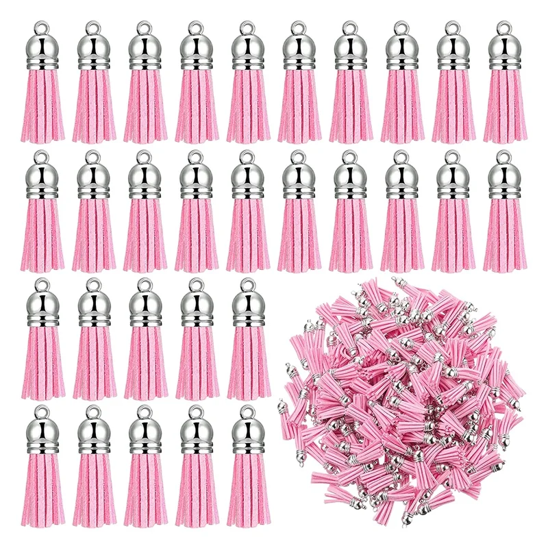 Tassels 200 Pcs 키 체인 Tassels 펜 던 트 키 체인 장식 Tassels DIY 공예에 대 한 루프 만들기 용품 핑크