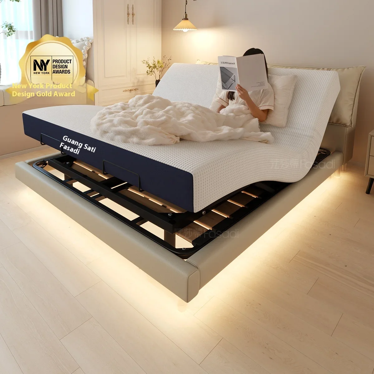 Multifunctional Smart Bed Frame with Remote Control King Size Split Metal Bed Frame Adjustable Bed Frame for the Elderly