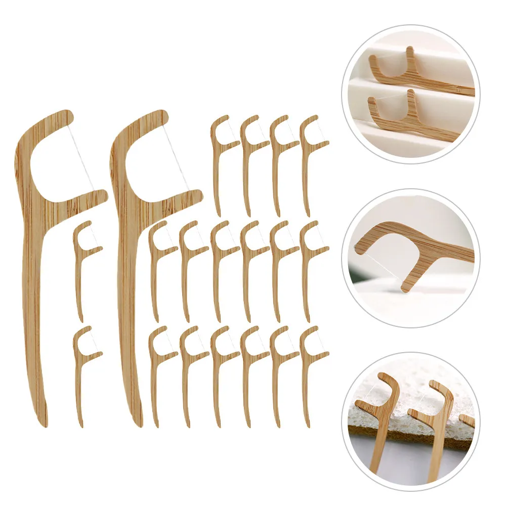 

20 шт. бамбуковых зубных нитей-флоссеров: нежные межзубные очистители, шелковисто-гладкие палочки для чистки зубов, прочные, но гибкие, для взрослых